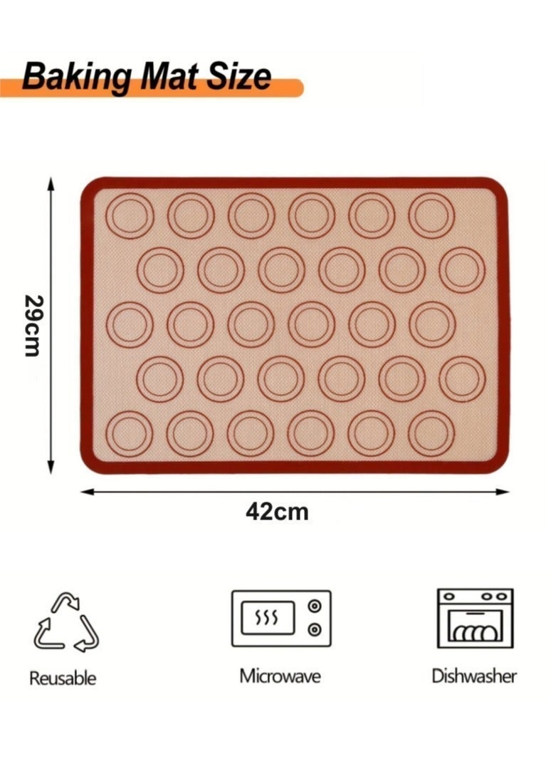 صحة هوم ٢ قطعة حصائر خبز من السيليكون - قابلة لإعادة الاستخدام، مقاومة للحرارة، حصائر ماكرون، غير لاصقة، للفرن وسهلة التنظيف للخبز الكيك والبسكويت - Image 4